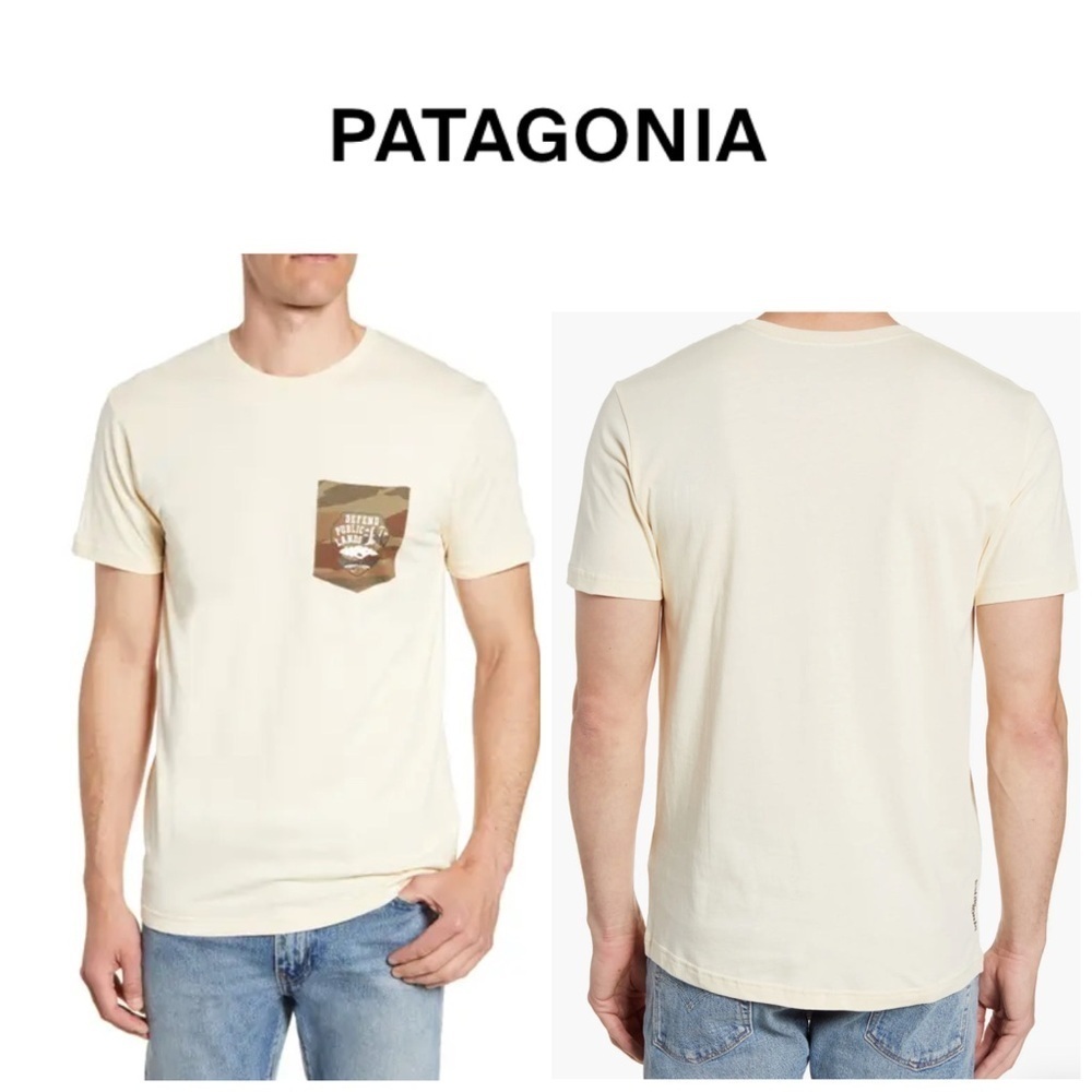 Patagonia Defend Public Lands Organic Cotton Graphic Pocket Cream Men's T-Shirt